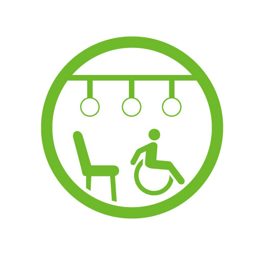 [5월의 에티켓] 대중교통 내 휠체어석을 양보해주세요을 나타내는 픽토그램